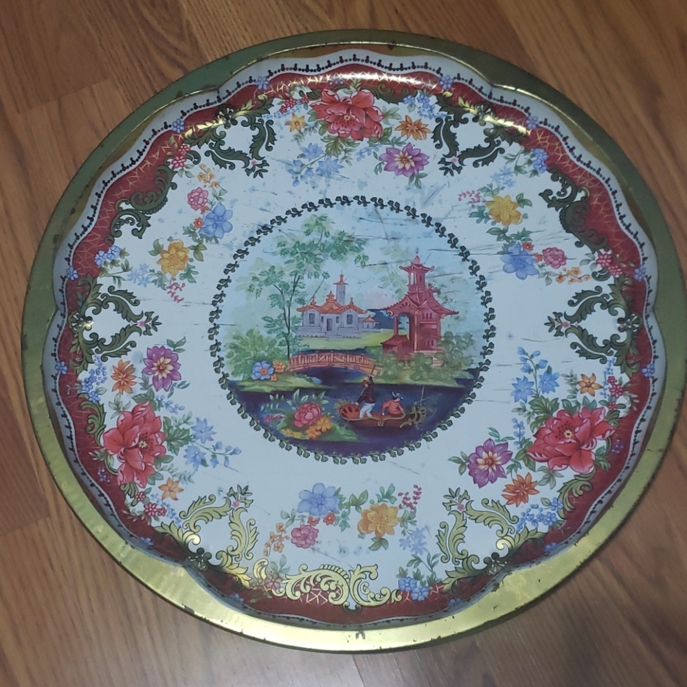 Large Vintage 70s Daher decorated ware tray Asian